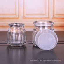 Cheap Round 200ml 7oz Pumpkin Shaped Pudding Yoghourt Glass Jar with Plastic Cap